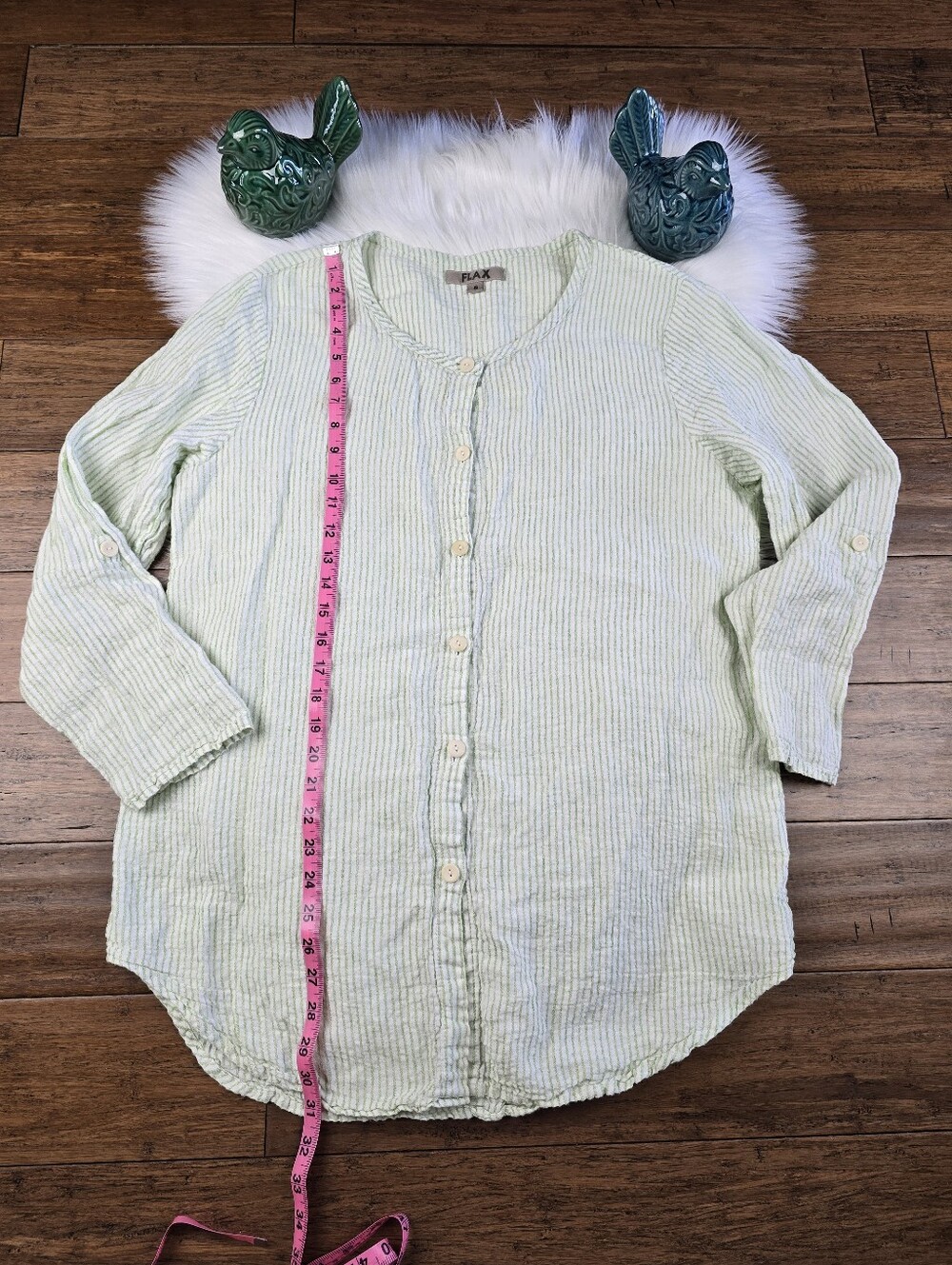 Flax Linen Button down Tunic Top Small - Picture 8 of 12